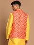 Men's Red Patola Print Nehru Jacket